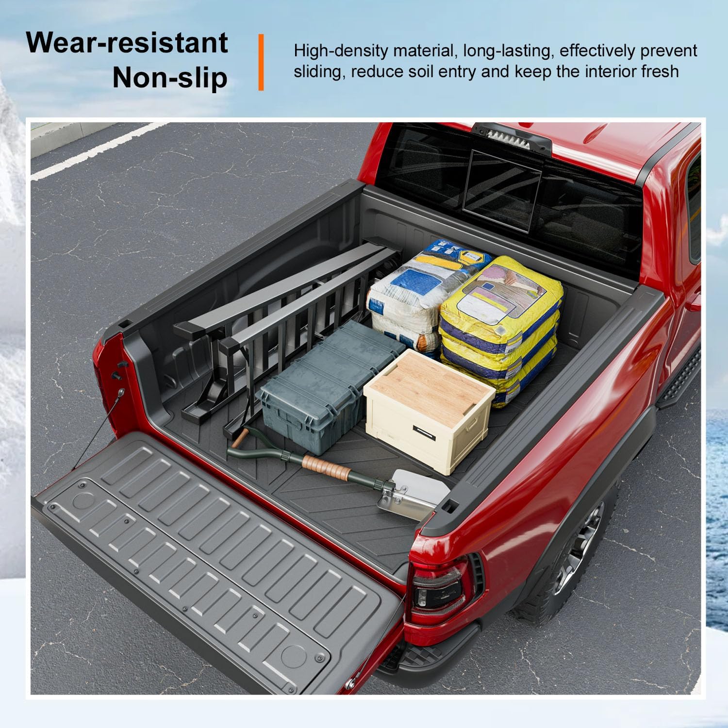 powoq 5.7FT Bed Mat Compatible with 2019-2026 Dodge Ram 1500 Bed Liner All Weather TPE Truck Bed Mat Replacement for 2019-2026 Dodge Ram 1500 Accessories (Truck Bed Mat)