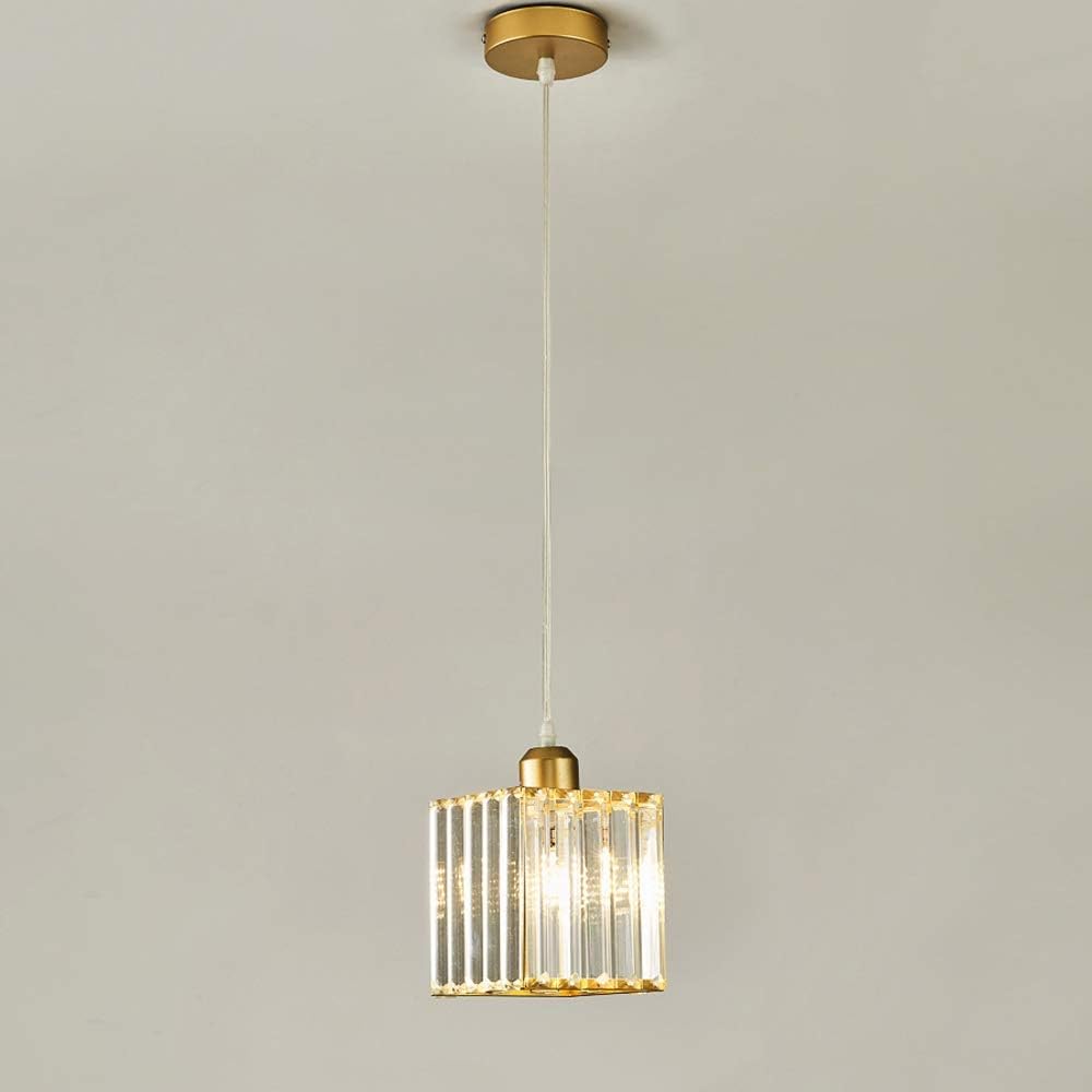 Crystal Glass Pendant Lamp Iron Modern Simple Chandelier Fixture E27 Socket Hanging Light Fitting Living Room Bedroom Dining Room Kitchen Ceiling Lighting