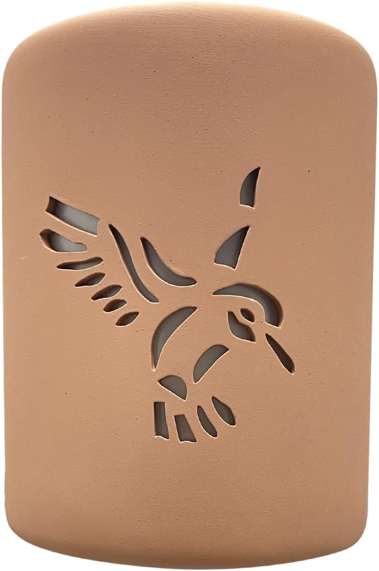 Wall Sconce, Hummingbird - Adobe Indoor/Outdoor Ceramic Cylinder Porch Light, Indoor/Outdoor Wall Sconce for Wall Lighting, and Exterior Décor (100 Watt, 9.25