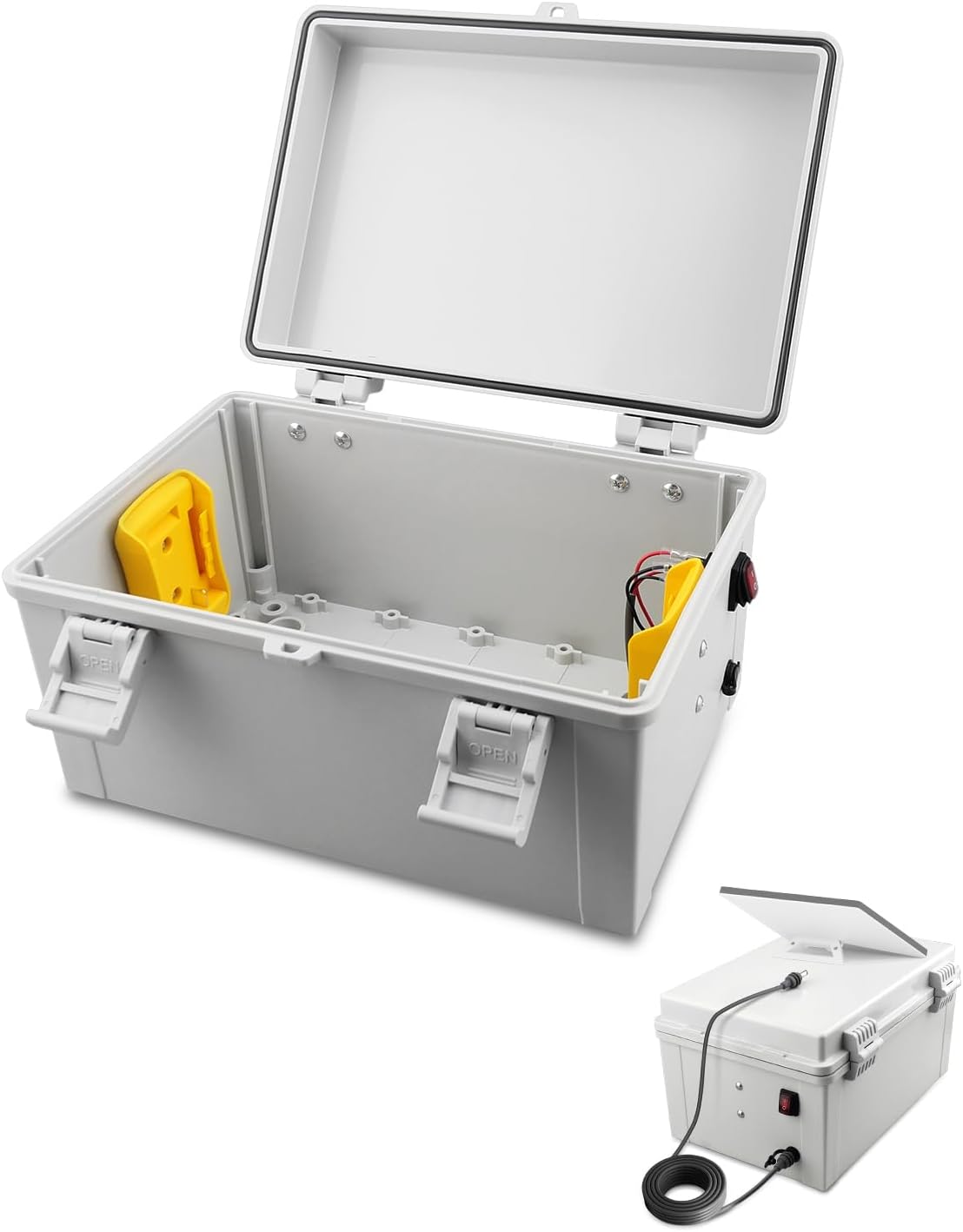 Battery Pack Adapter Case Fit for De.Walt 18V/20V Battery for Star Link Mini Accessories, with DC Female Plug and Switch Control IP66 Waterproof Storage Box