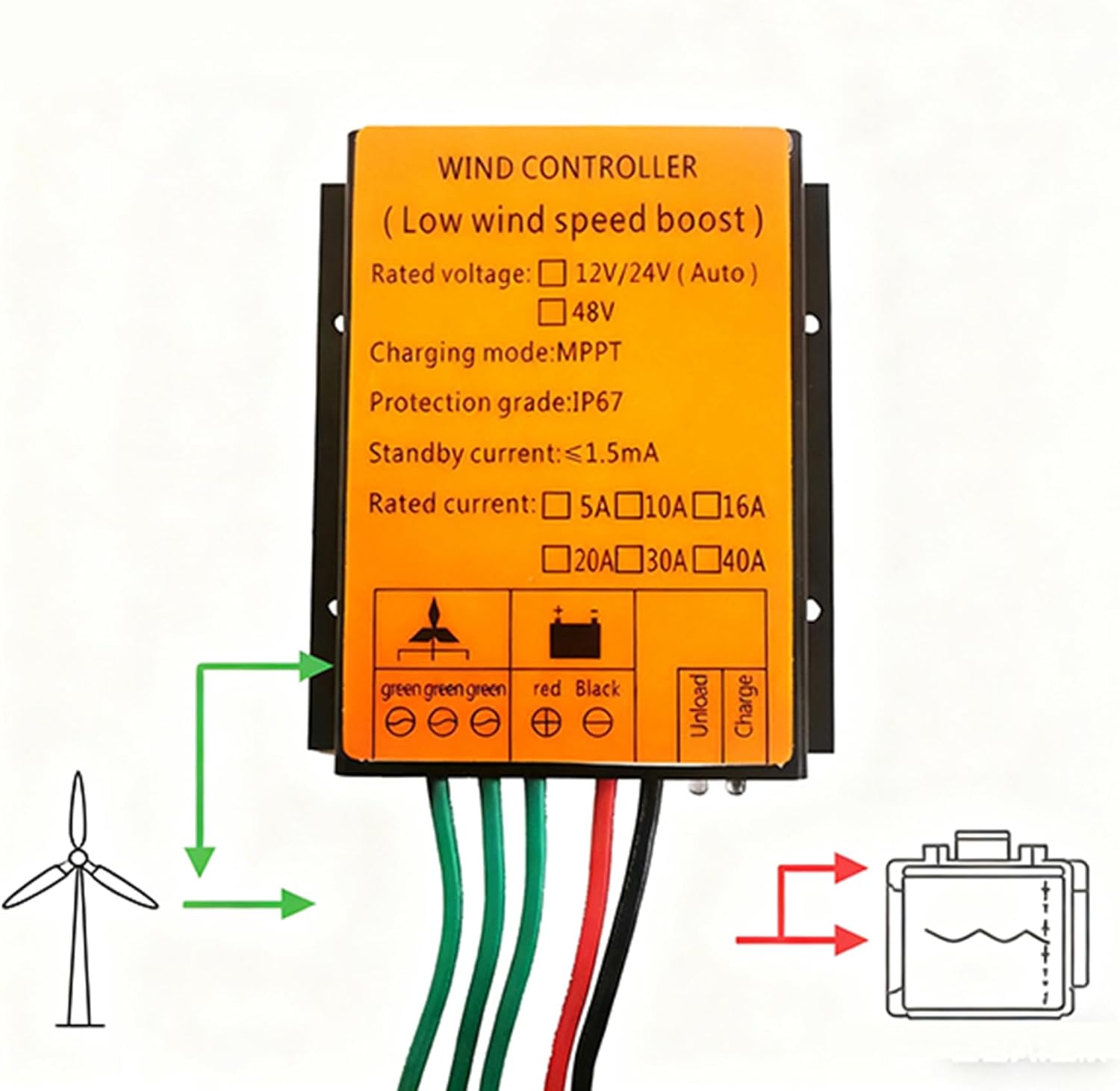 220v,12V 24V 48V MPPT Low Wind Turbine Charge Controller with Voltage Display for Horizontal Vertical Wind Turbine Generator( 3000W-9000W)