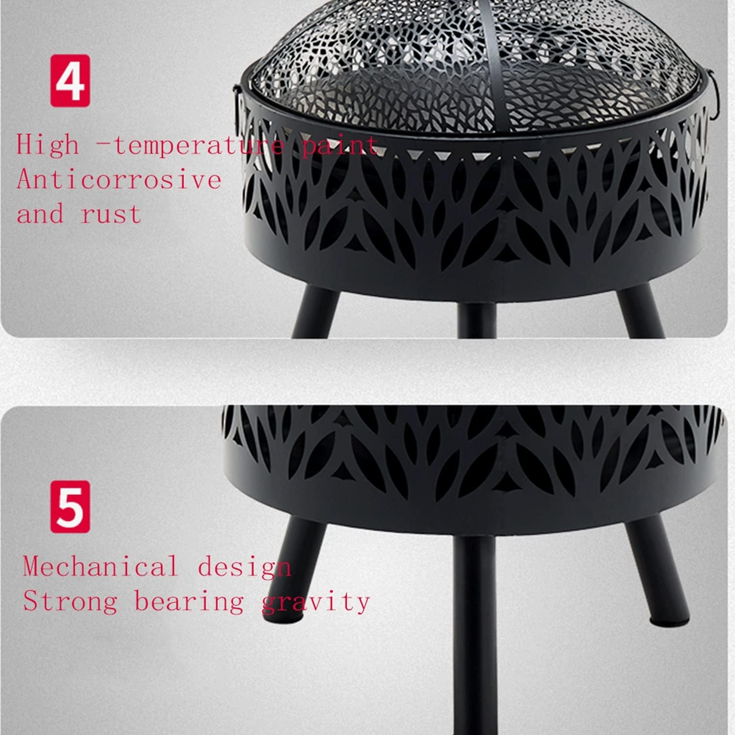 Fire Pits for Outside with Grill Outdoor Wood Burning Firepit Large Steel Firepit Bowl with Swivel BBQ Grill, Ash Plate,Spark Screen for Patio Backyard Picnic Garden