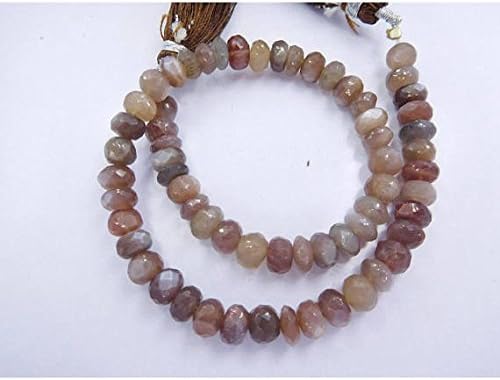13 inch natural beads strand of 8-9mm faceted rondelle chocolate moonstone gemstone beads for DIY jewelry - necklace, bracelet, earring, ring.