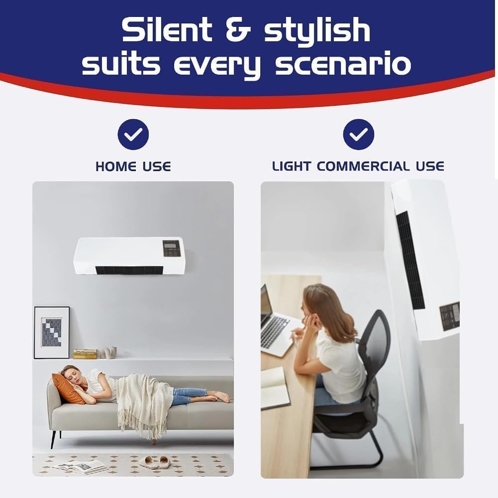 Wall Mounted Heating Machine, Mini Nature Fan and Heating Wall Mounted Fan, Low Noise Touch Control Small Air Heater Machine for Indoor Outdoor (Style 4)