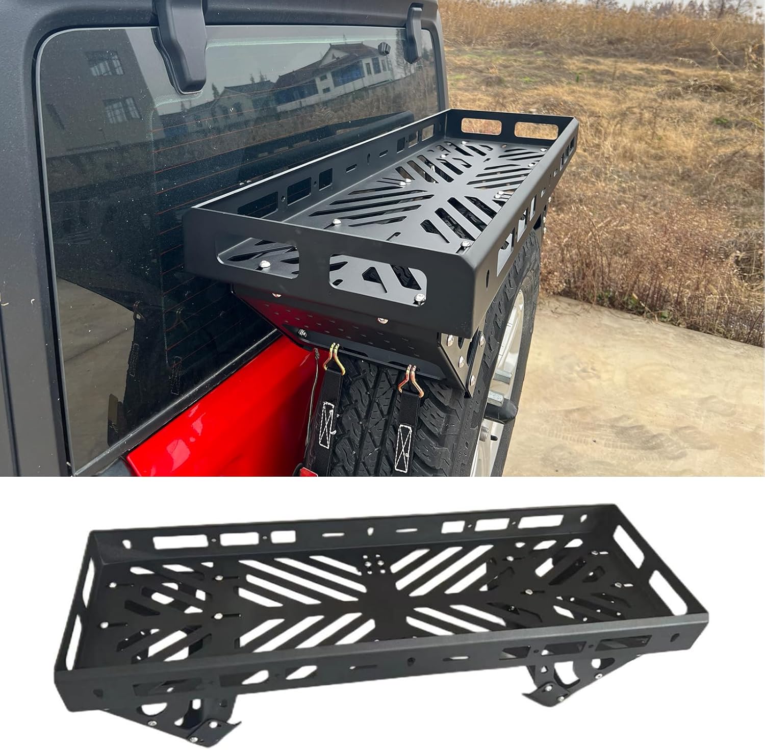 Spare Tire Mount Cargo Basket Storage Compatible with 32