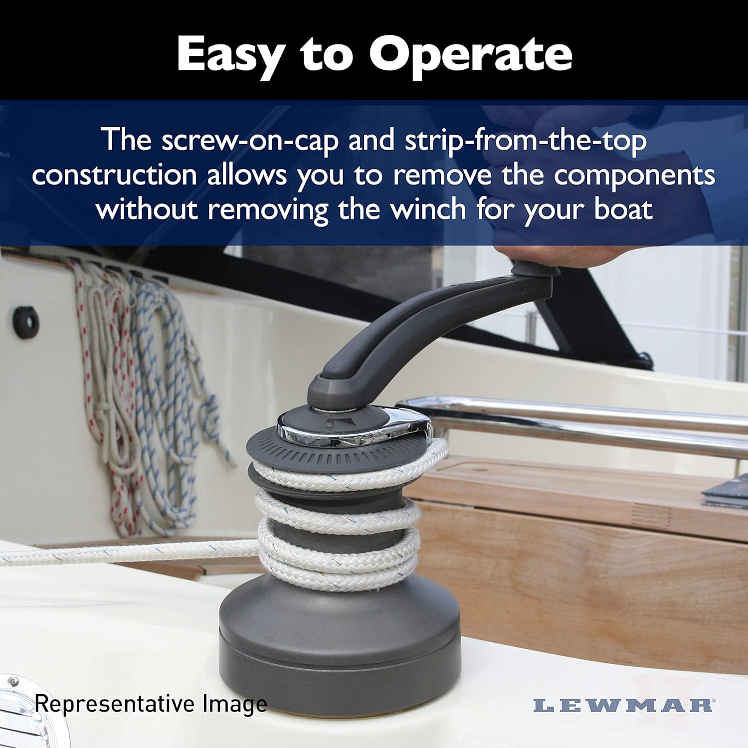 Lewmar Ocean Self Tailing Winch 16CST Single Speed in Aluminum – Single Speed Size 16 Winch, Gear Ratio 2:1, Power Ratio 15.8:1, Measures 4-3/4