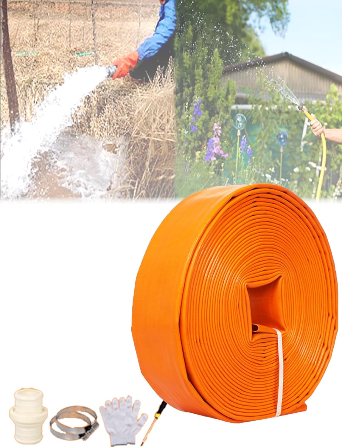 3.5Inch PVC Lay Flat Discharge Hose–Backwash Hose for Pool Maintenance, Water Transfer, and Garden Irrigation Sump Pump,Draining Pond(50meter)