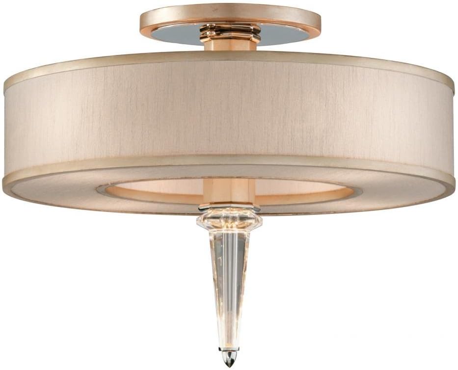 Corbett 28574030 Eight Light Tranquility Silver Leaf Drum Shade Semi Flush Mount