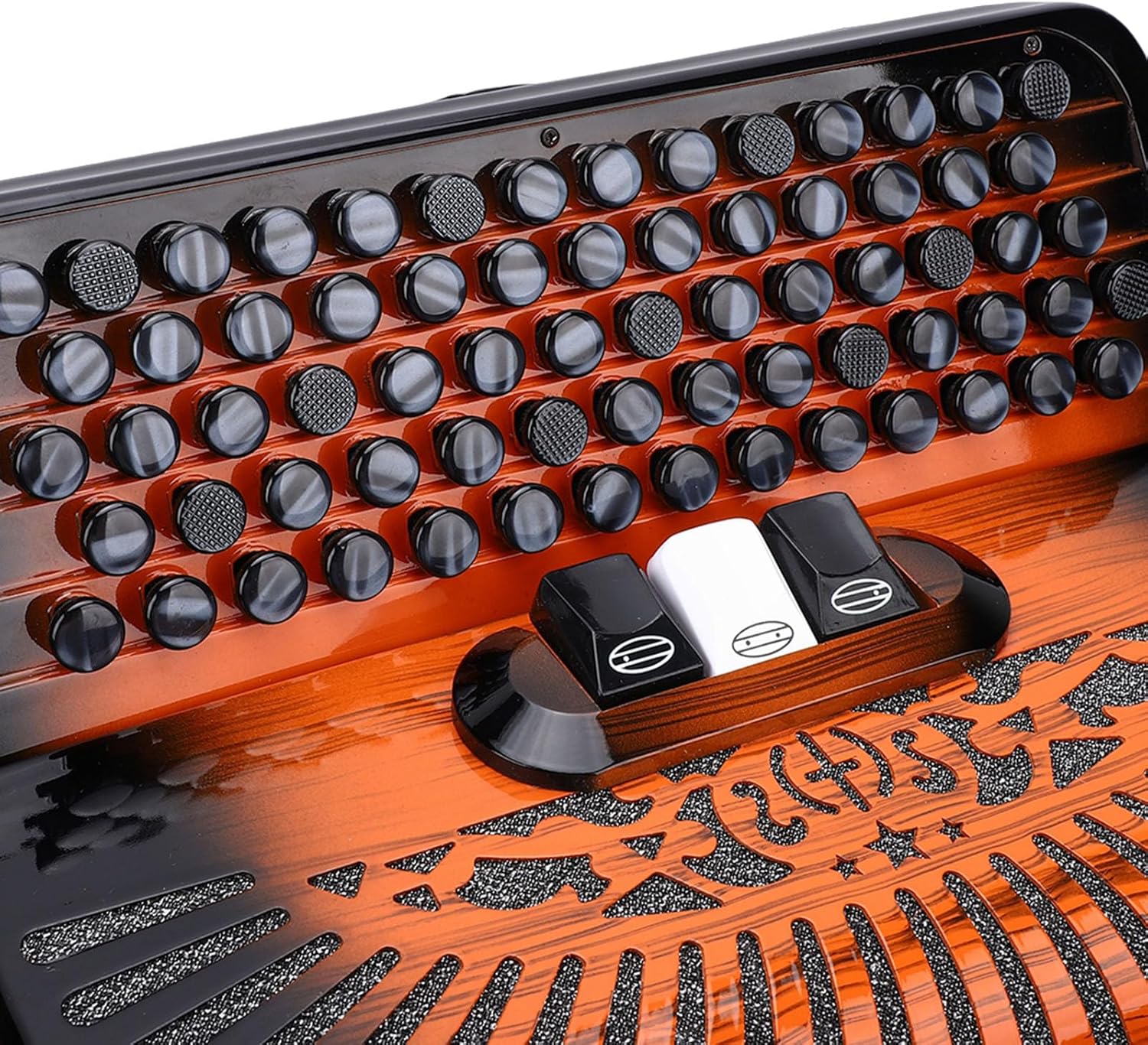 96 Bass Buttons Accordion 69 Keys Chromatic Scale Instrument F B E Tuning Orange for Beginners to Professionals Adjustable Straps
