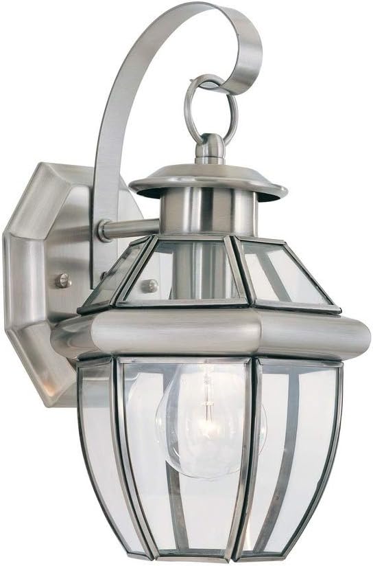 Generation Lighting 8037-965 Lancaster Traditional One - Light Outdoor Wall Lantern Outside Fixture, Antique Brushed Nickel Finish