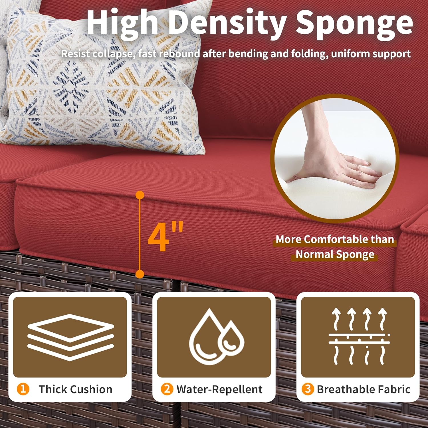 6 Pieces Patio Furniture Set with 44