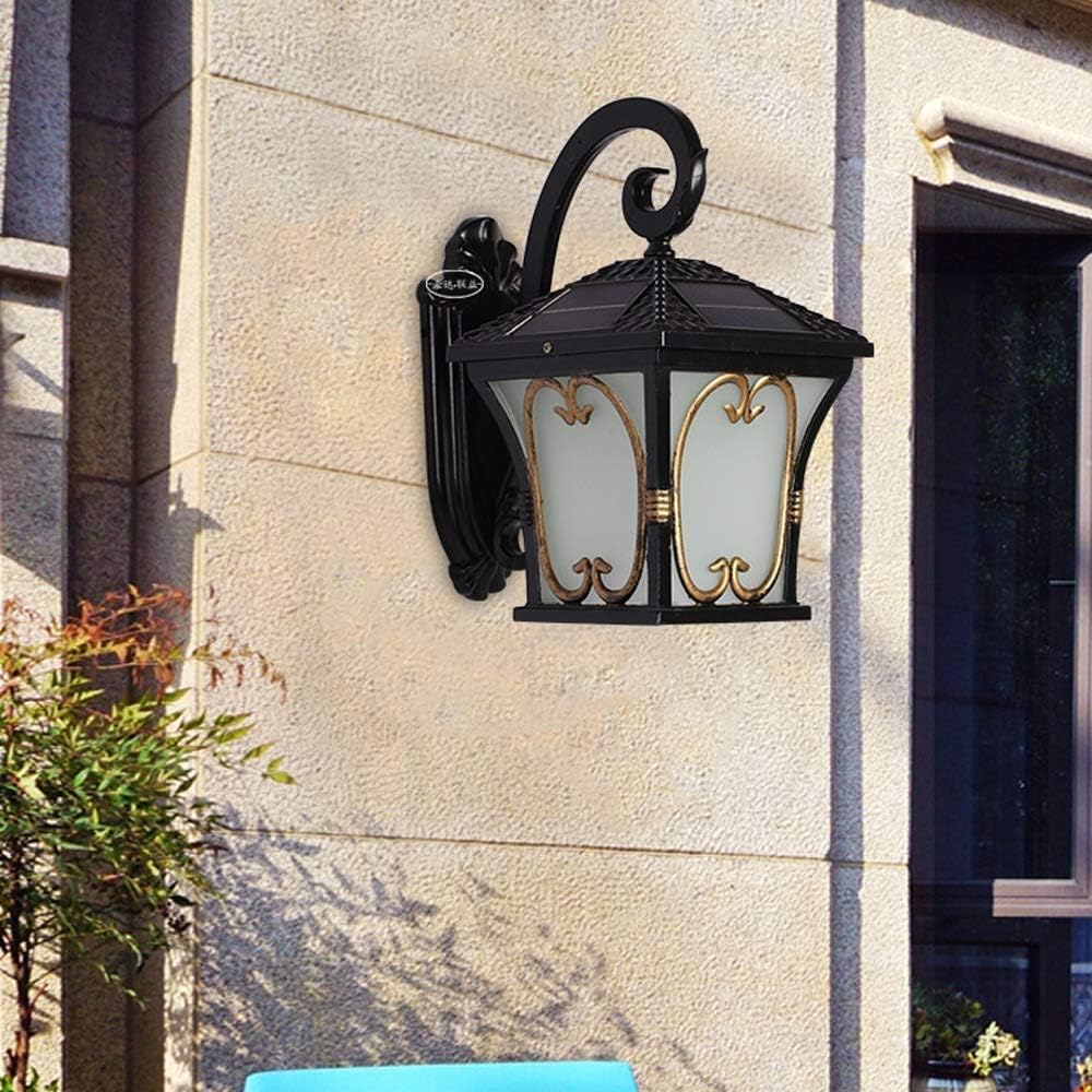 Wall Mounted Light American Outdoor IP55 Waterproof Solar Energy LED Wall Lamp Lantern Outside Garden Aisle Balcony Villa Patio Aluminum Glass Wall Sconce Lighting Fixture Reading Light