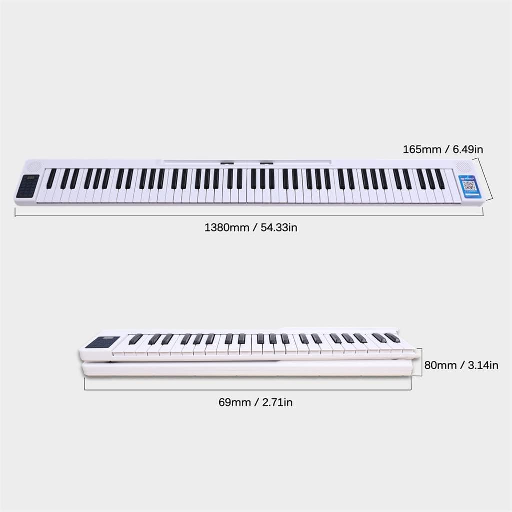 Portable 88 Keys Foldable Piano al Piano Multifunctional Electronic Keyboard Piano for Piano Student (Color : Black) (Black)