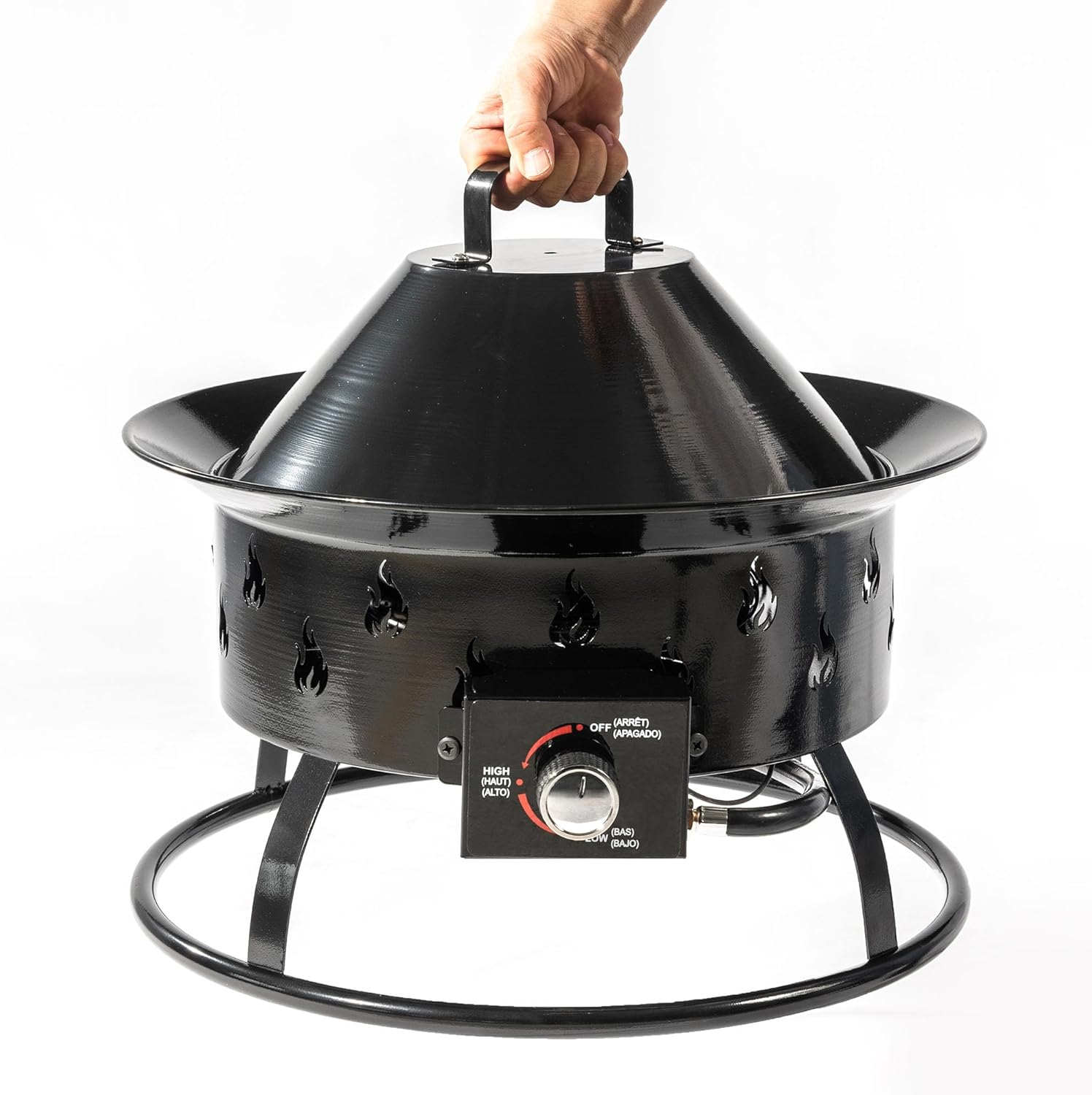 Propane Fire Pit, Gas Fire Pit, Portable Fire Pit Outdoor, Firebowl 19 Inch Diameter for Outside Patio Camping, 58,000 BTU with Lid and Carry Bag, Black