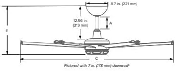 Big Ass Fans – es6 Smart Ceiling Fan – Indoor and Covered Outdoor Use – Lightweight Design – Contemporary Finish with Downrod Mount - 84