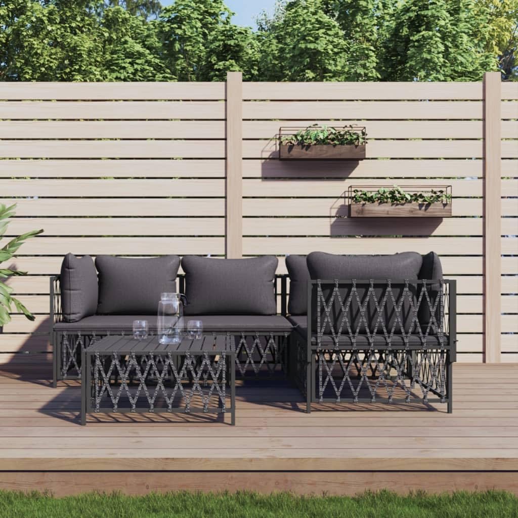 5 Piece Patio Lounge Set with Cushions, Steel,Premium Outdoor Lounge Set: Durable and Comfortable for Patio or Garden Patio Furniture, Outdoor Furniture Sets