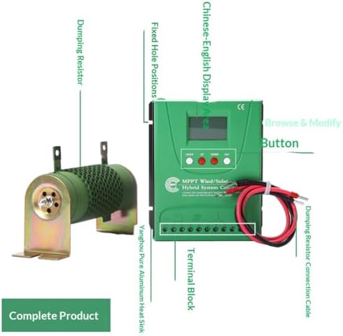 12000W MPPT Hybrid Controller - 220V/12V/24V/48V Wind Solar Power Regulator for Battery Charging & Wind Turbine Generator (Blue)