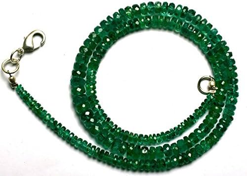 1 Strand Natural 16 Inches Stands AAAA Gems Quality 100% Natural Emerald Transparent Faceted Roundels Beads Necklace 3.5 to 5 MM