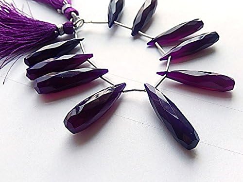 Chalcedony Gemstone, Semi Precious Gemstone Bead. Faceted Purple Long Drop 30 to 32mm. 10 pcs