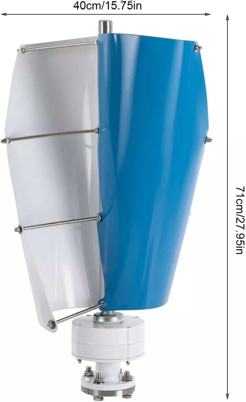 3KW Vertical Axis Wind Turbine Generator Kit, 12V/24V 3-Phase Permanent Magnet Motor, Home Use Wind Power System for Off-Grid Applications(24v)