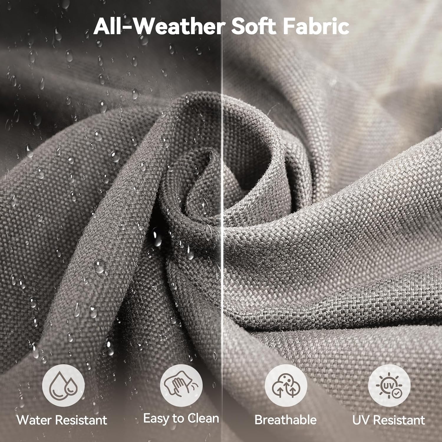 Luxury High Back Patio Furniture Set with Fire Pit Table & 6-Inch Thick Cushions, 4-Pieces Outdoor Furniture with Swivel Chairs, Wicker Conversation Set for Porch, Balcony, Deck and Yard, Grey