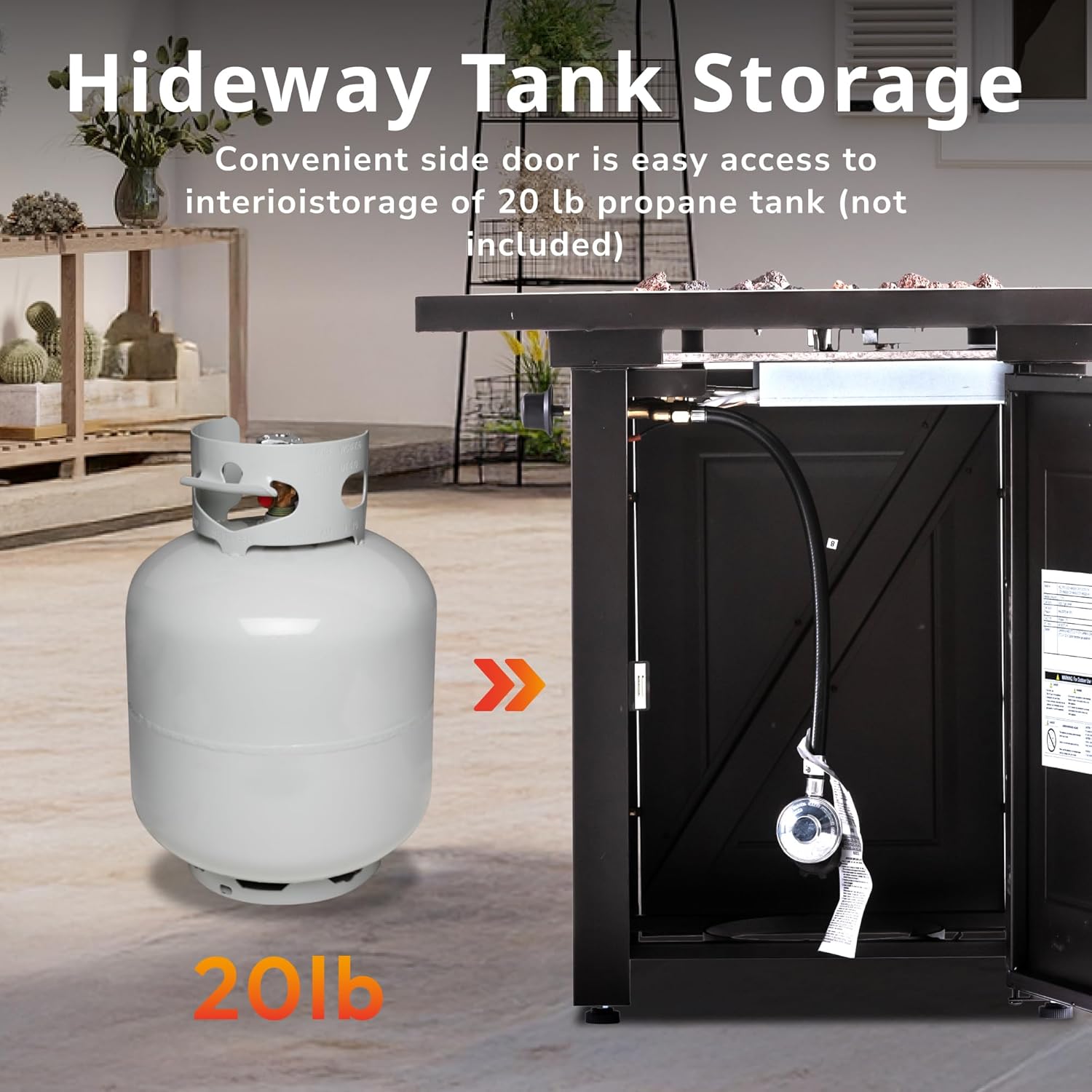 Hexago 28 Inch Propane Fire Pit Table, 50,000 BTU Square Outdoor Gas Fire Table with Lid & Lava Rocks, Auto Ignition, ETL Certified, for Patio, Backyard, Garden & Deck