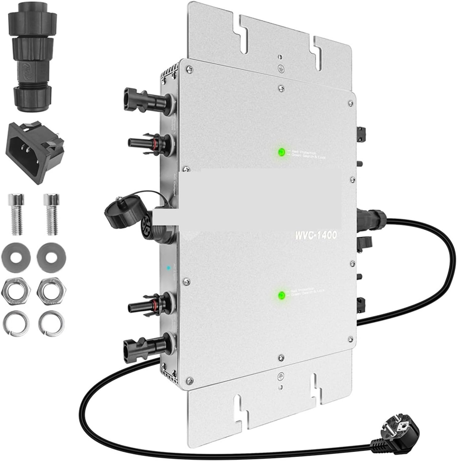 1400W Microinverter DC 22-50V Double Grid Tie Micro Inverter 220VAC Pure Sine Wave for 200-420w Solar Panel Per Series(Gold)