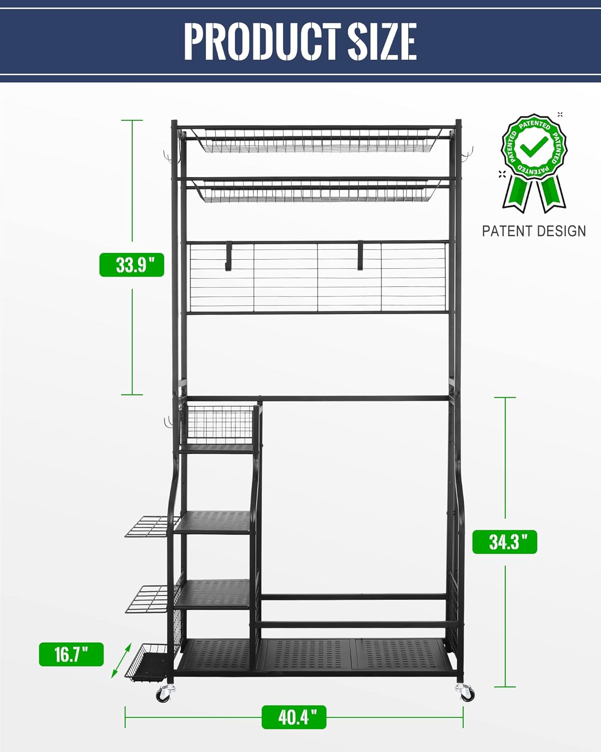 Mythinglogic Golf Bag Storage Garage Organizer,2 Golf Bags Storage Stand and Golfing Equipment Accessories Storage Rack with 4 Removable Hooks, Extra Golf Clubs Display Rack