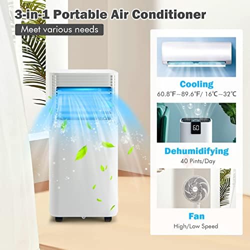 ARLIME Portable Air Conditioners, 8000 BTU AC Unit Cools up to 230 sq. ft. Freestanding Air Cooler w/Fan & Dehumidifier, Remote Control, Window Mount Kits for Home Office