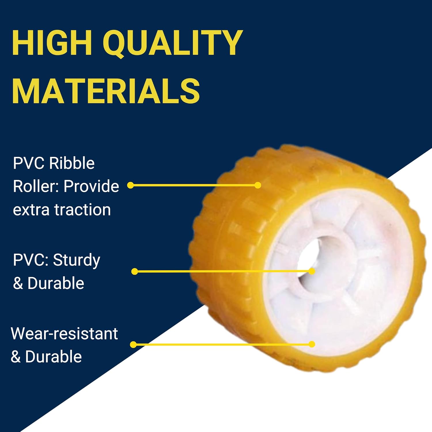 Tie Down Engineering Hull Sav'r 5 inch PVC Ribbed Wobble Roller Kit | 7/8 inch and 1-1/8 inch Shafts | Boat Trailer Parts & Accessories | Boat Trailer Roller Kit