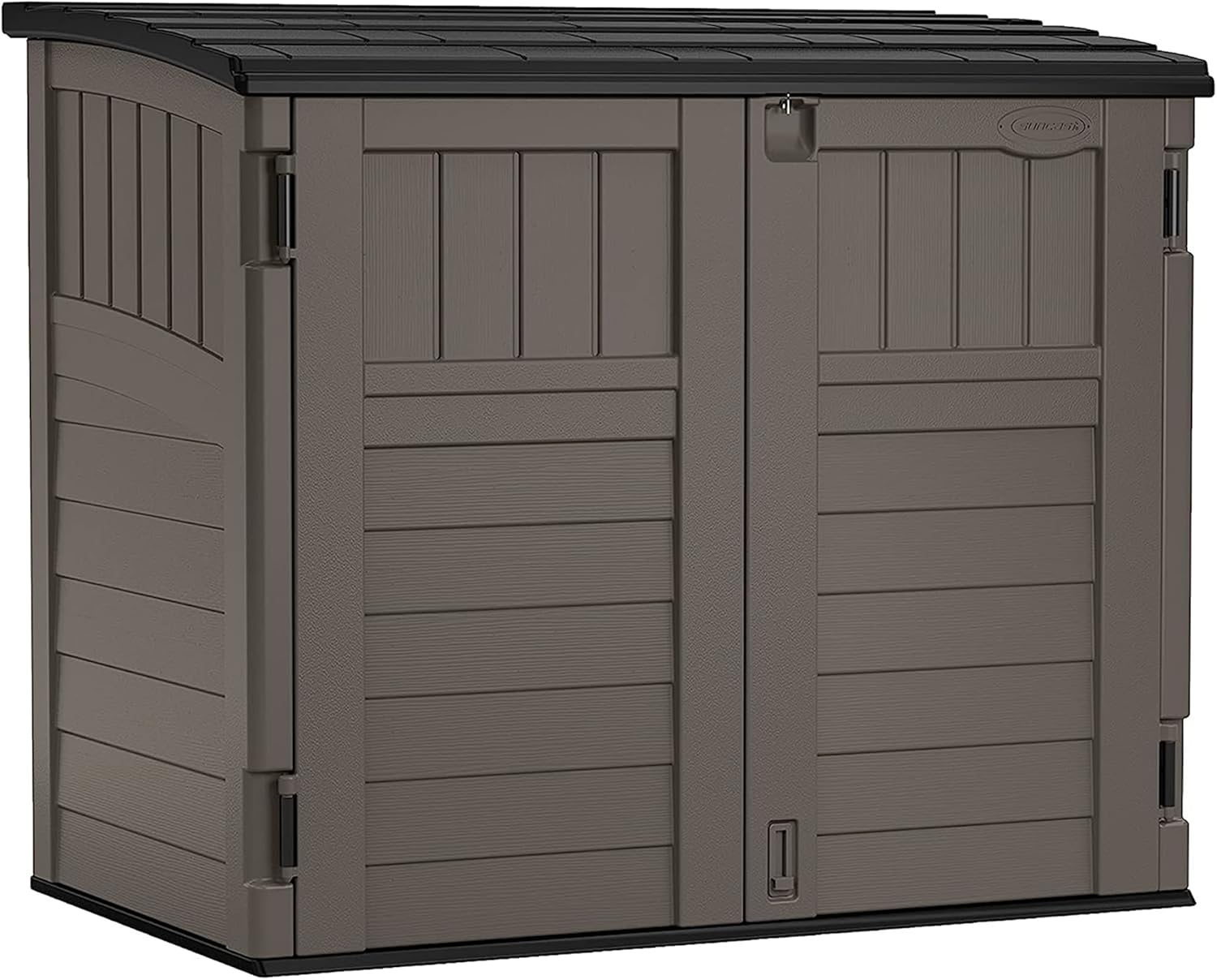 Suncast Outdoor Storage Shed for Backyard and Garden, Horizontal, 4' x 2.5', Stoney Grey - Portable Utility Deck and Cabinet for Tools, Equipment, and Garbage