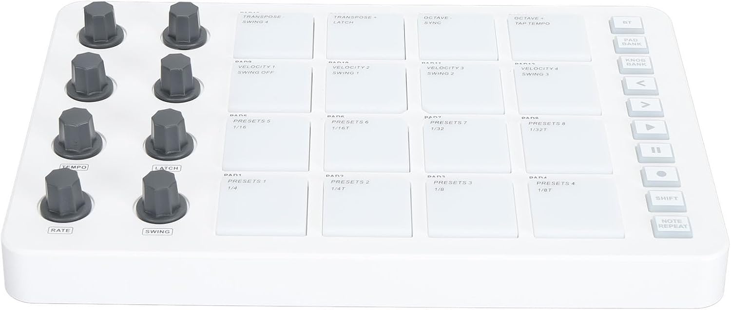 Focket MIDI Controller, USB Beat Maker Machine with 16 RGB Backlit Drum Pads for Music Production & Recording