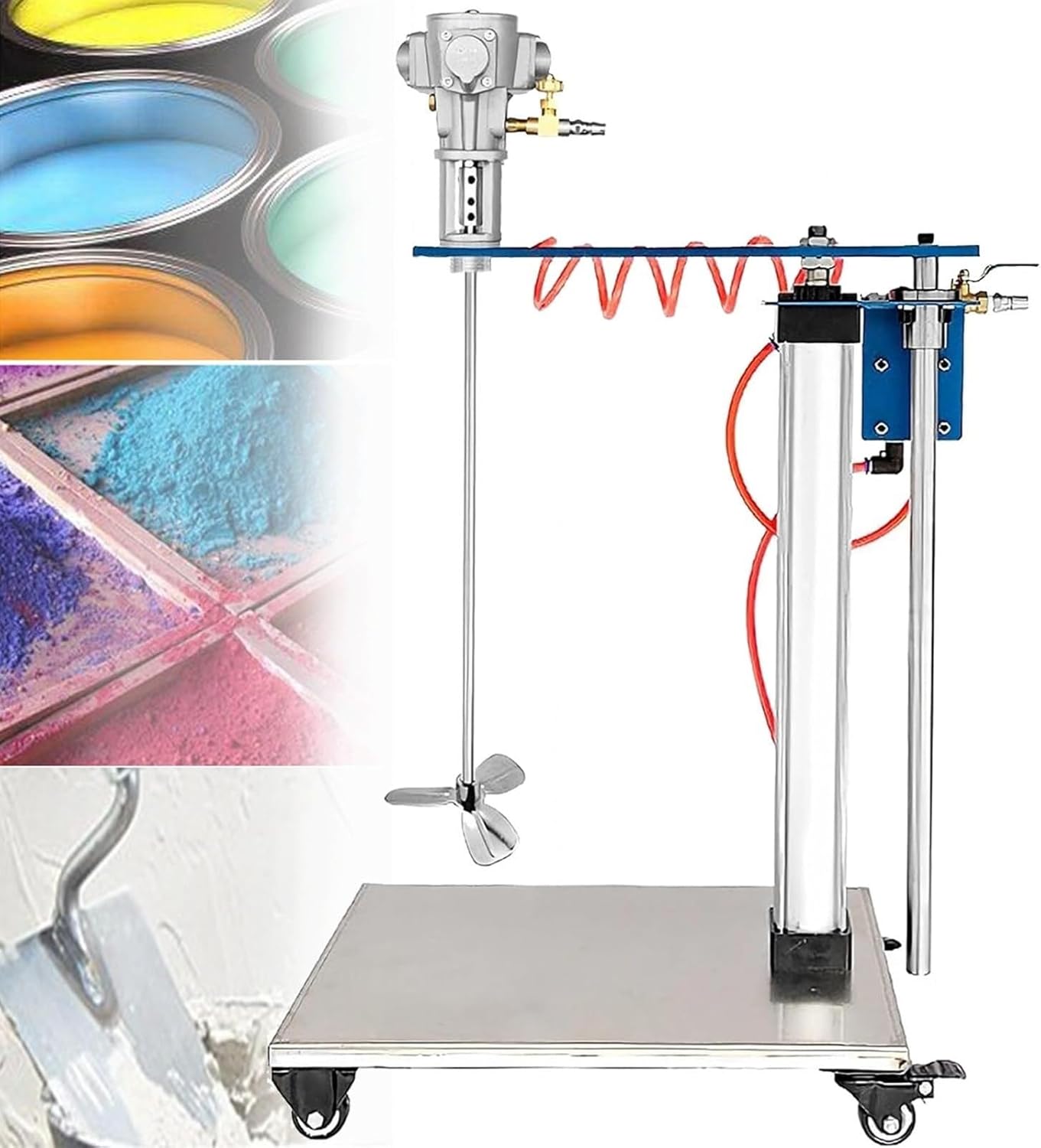 Automatic Lifting Air Agitator, Pneumatic Paint Mixer, 30 Gallon Paint Stirring Machine, Ink Coating Mix Tool, StainlessSteel