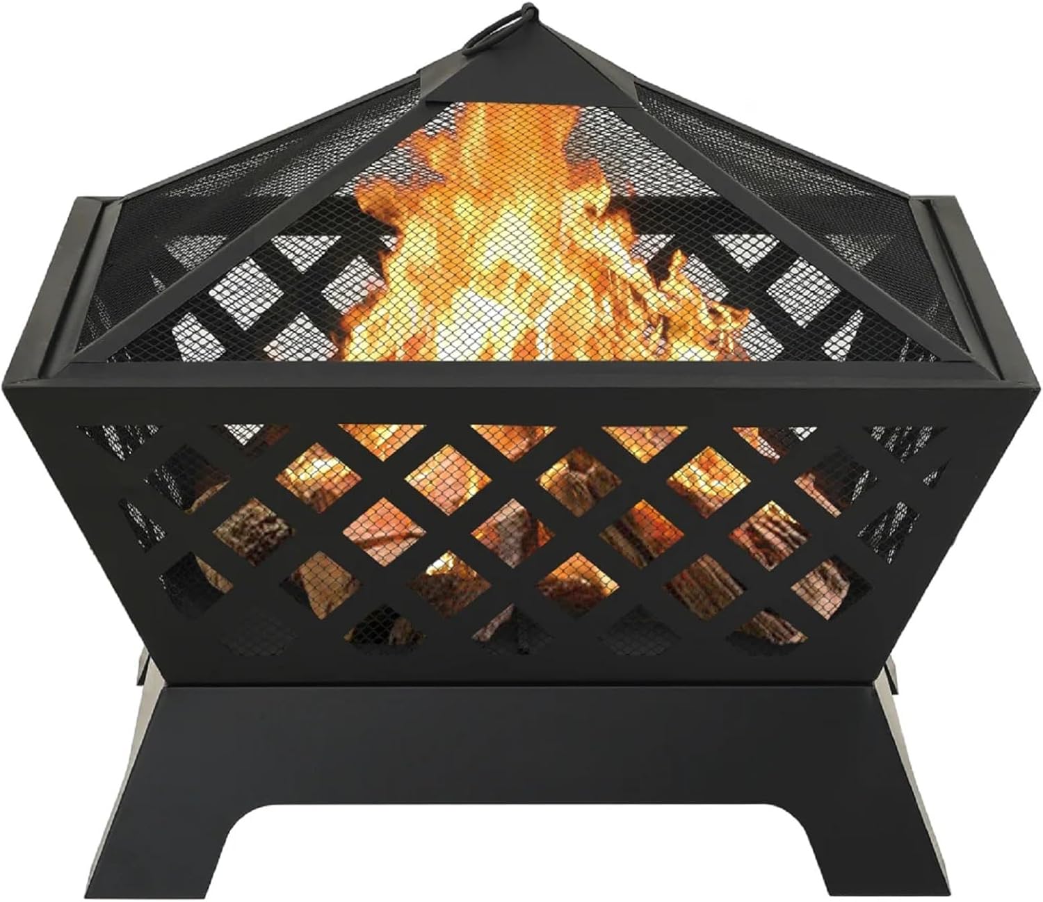 Zateety Fire Pit with Mesh Cover & Poker - 25.2