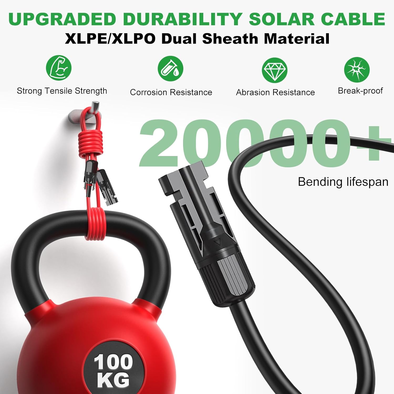 Oududianzi 10AWG Solar Extension Cable 70Ft, Solar Panel Extension Cable, 10 AWG Solar Wire, PV Wire, Solar Panel Wires and Connectors for Solar Systems (70FT Red+70FT Black)