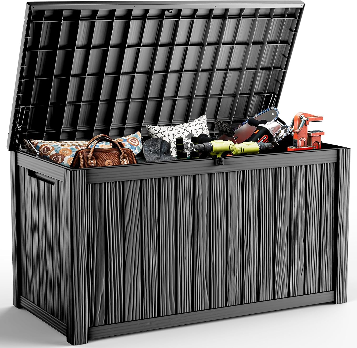 EasyUp 200 Gallon Deck Boxes Resin Large Storage Bins with Lids, Outside Storage Box & Deck Boxes Outdoor Waterproof for Outdoor Use