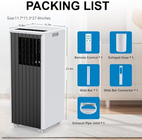 Air Conditioner 8000 BTU Portable Air Conditioner, 3-In-1 AC Unit with Fan, Cool & Dehumidify Modes, Air Conditioners Cool Up to 350 Sq.Ft, Remote & LED Touch Control (Gray)