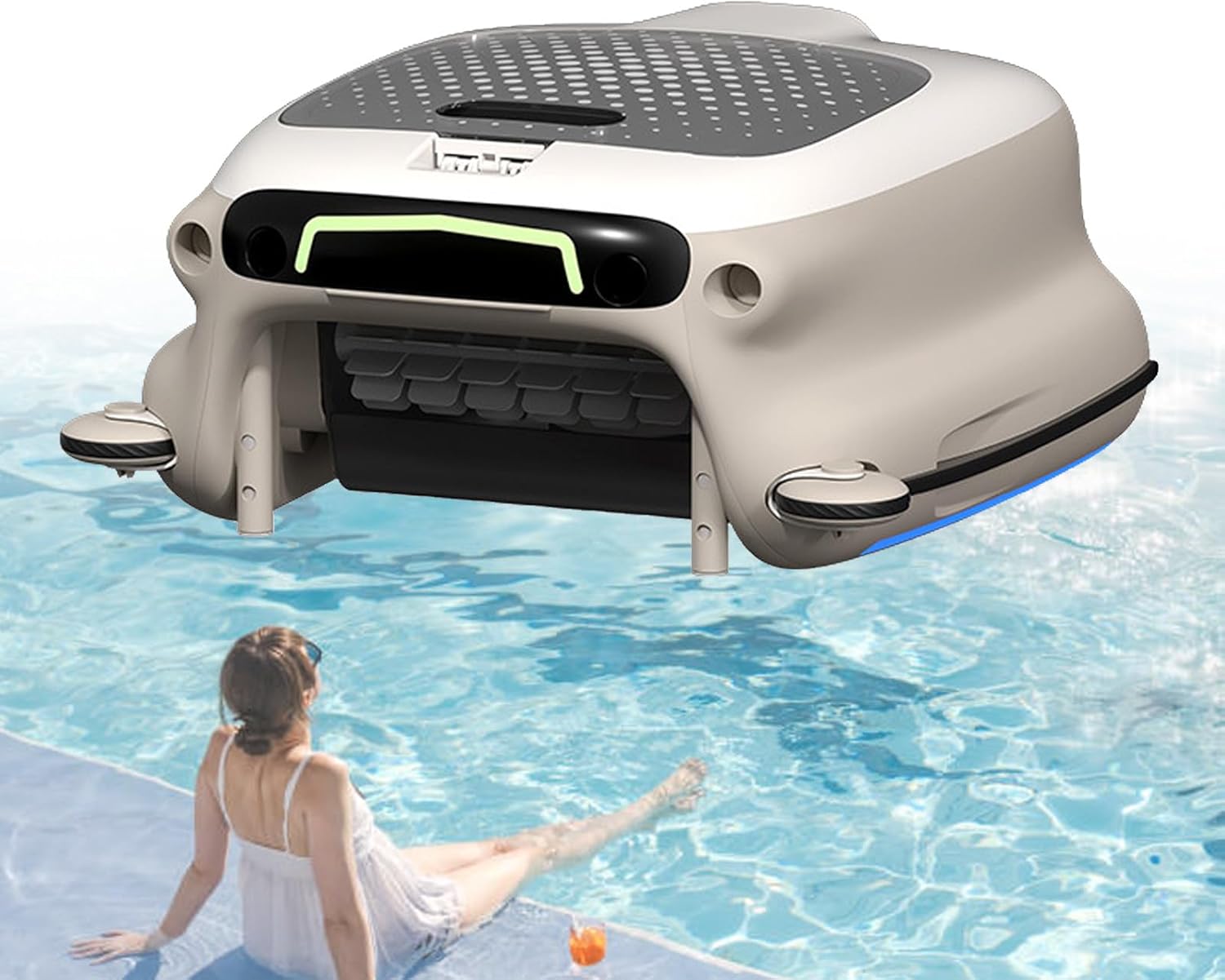 Cordless Robotic Pool Skimmer, Automatic Electric Pool Cleaner, for Outdoor Spa Hot Tub