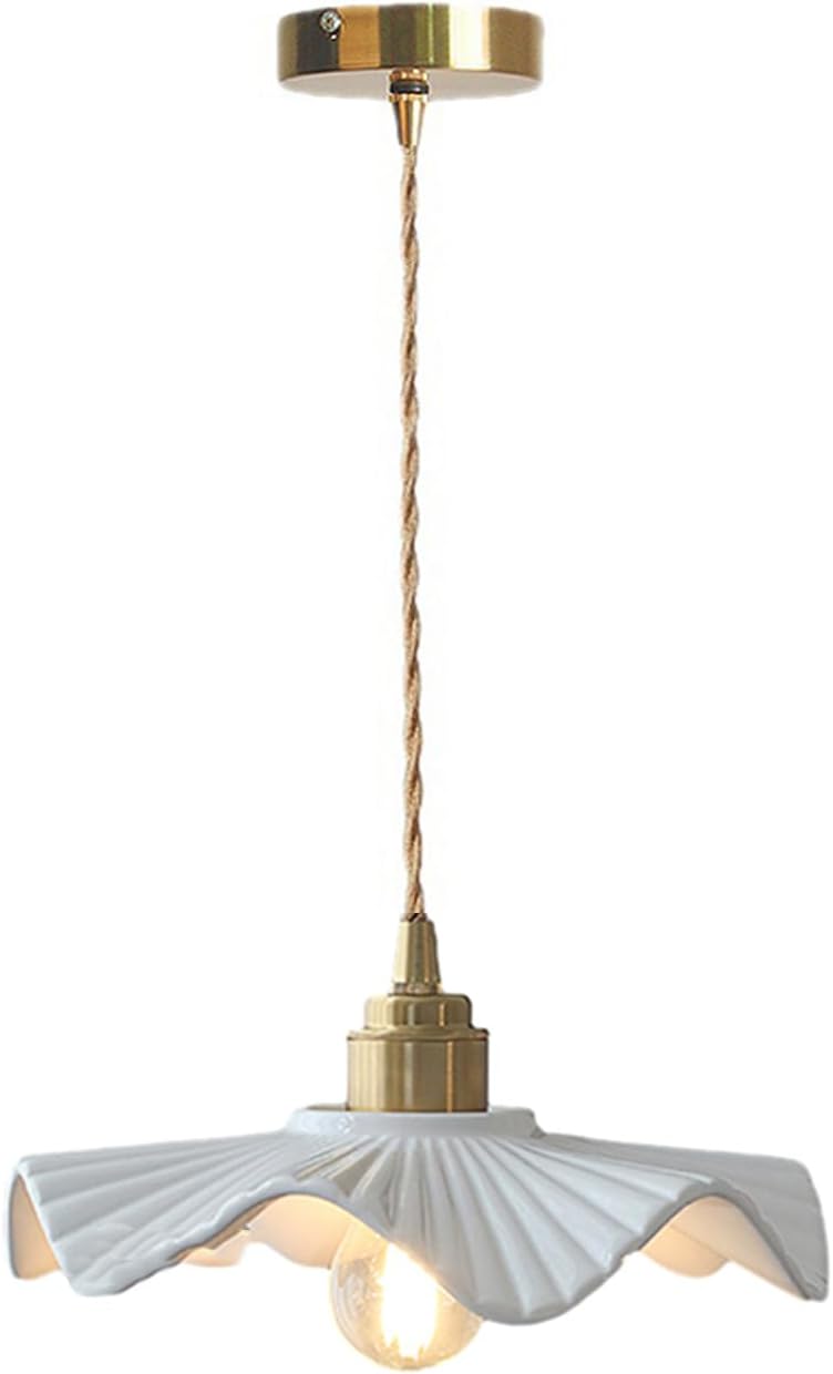 E26 Modern Minimalist Creative White Ceramic Pendant Light Chandelier, Dining Room Hanging Lamp, Bedroom Bedside Bar Hanging Light,Living Room Pendant Lamp