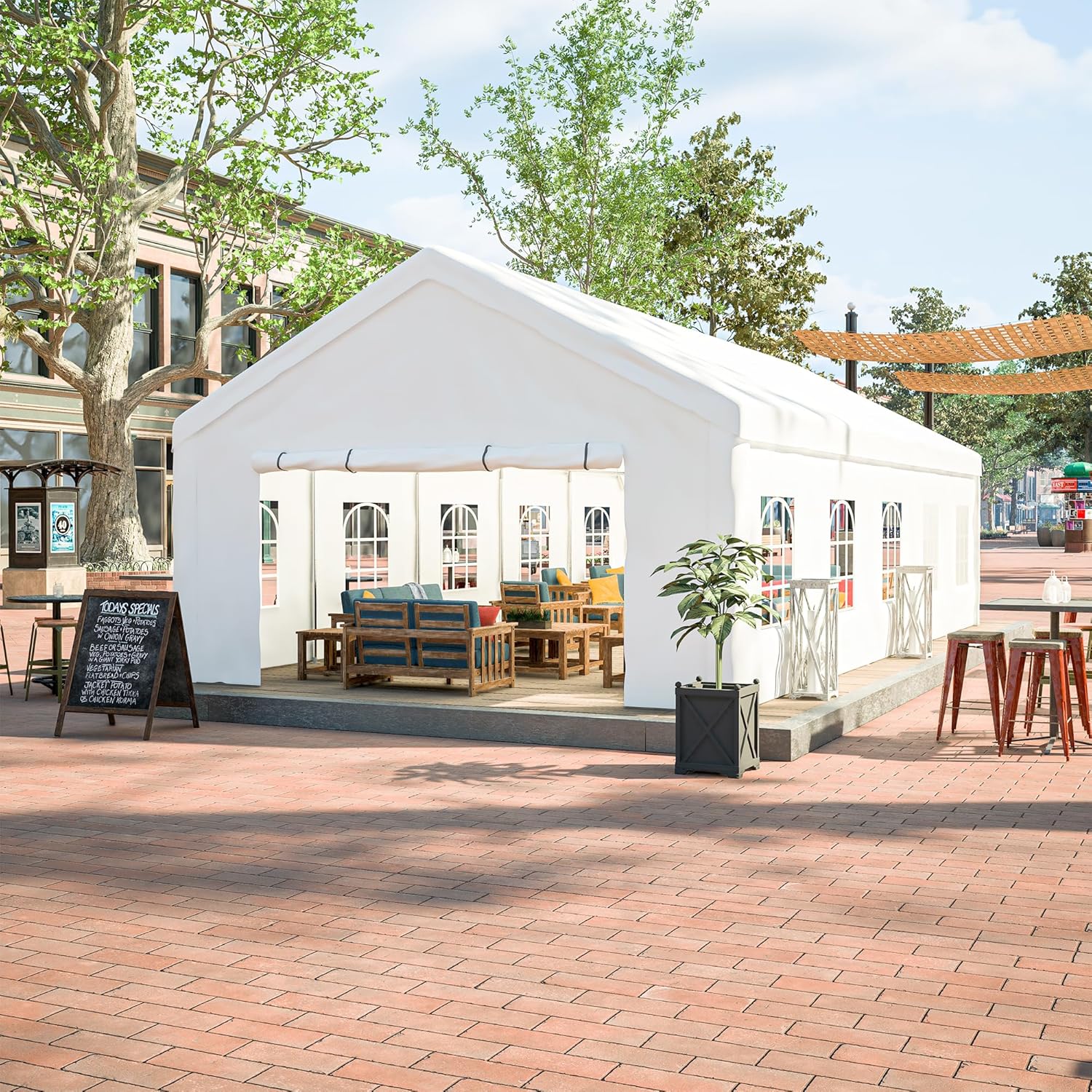 16x32ft Heavy Duty Party Tent, Large Wedding Event Canopy with Removable Sidewalls & 3 Storage Bags – Commercial Outdoor Shelter for Parties, Camping, Patio (White, 1 Door)