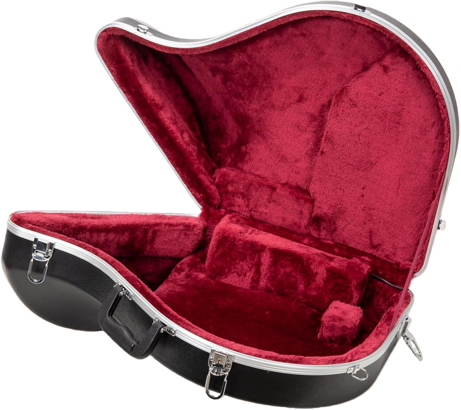 Crossrock ABS French Horn Case | Textured Black Finish with Velvet Interior, Security Lock, Rubber Feet & Detachable Strap (CRA865FHBK)