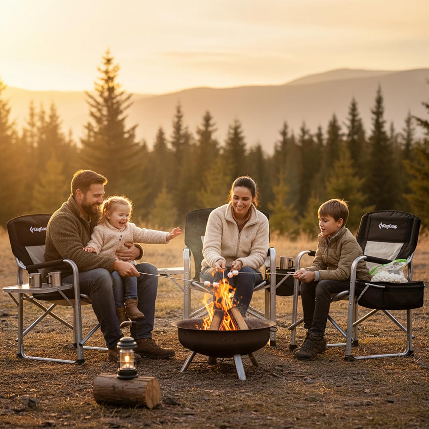 KingCamp XXL Oversized Directors Chair with Side Table, Heavy Duty Camping Chairs 600lbs with Cooler Bag, Portable Folding Camp Chair with Wide Seat for Camping Hiking Fishing Lawn Outdoor and Sports