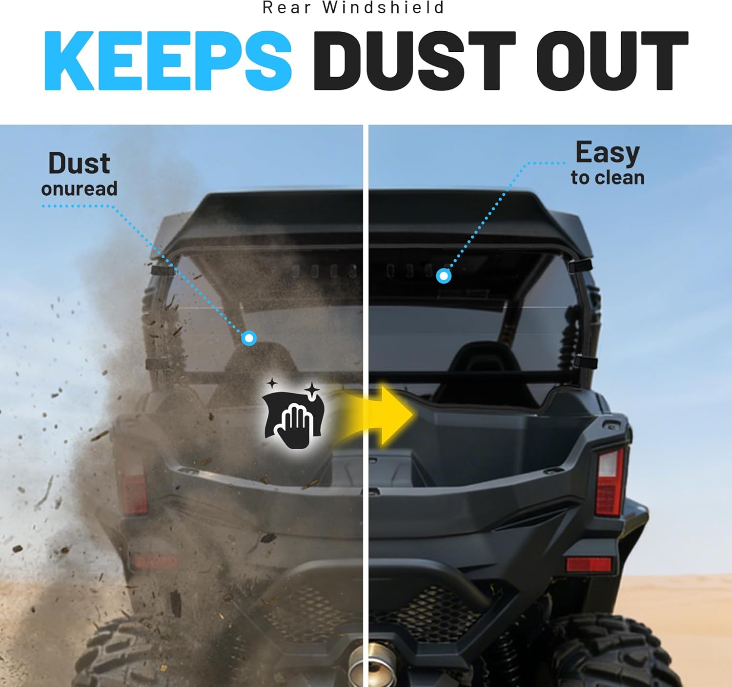 Tinted Rear Windshield W/ Vent Holes Compatible with 2023–2025 CFMOTO ZForce 950 Sport / Sport 4 / Trail & 800 Trail, Plastic PC + Rubber Rear Window UTV Accessories for All-Weather Use