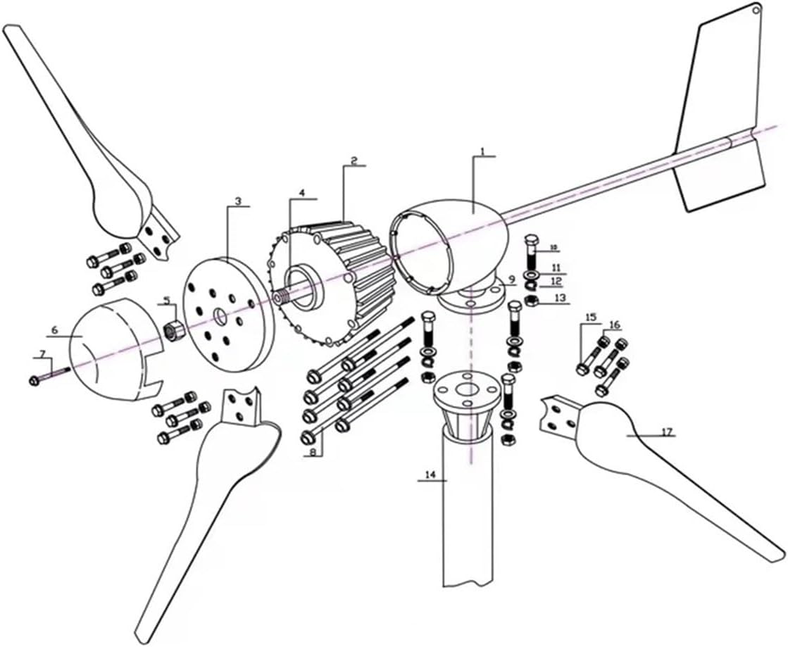 4000w Wind Turbine Generators Kit, Horizontal Wind Turbine Generator 96V 48V 24V for Home Low Starting Speed for Home(with Hybrid controll,24V)