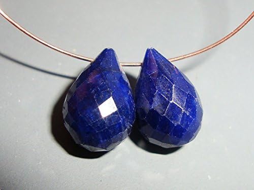Blue Sapphire Faceted Teardrop Briolette Beads, 2 pc, 10-11x7-7.5mm