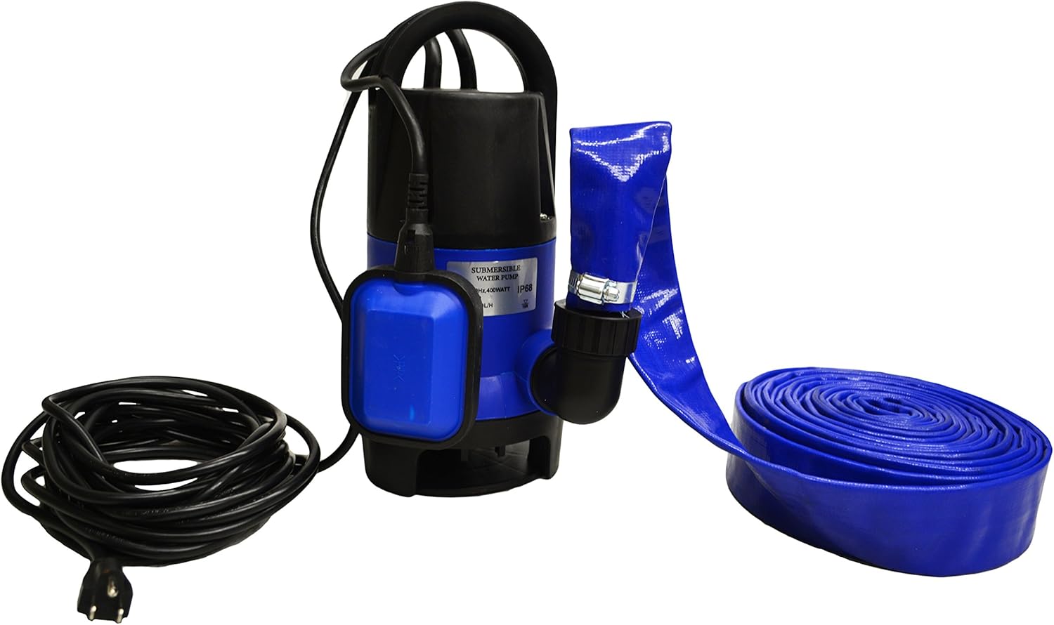 EZ Travel Collection Submersible Drain Pump and 25' Water Hose, Sump Pump Kit for Pools, Hot Tubs, Water Tanks, Ponds, and More (2,000 GPH)