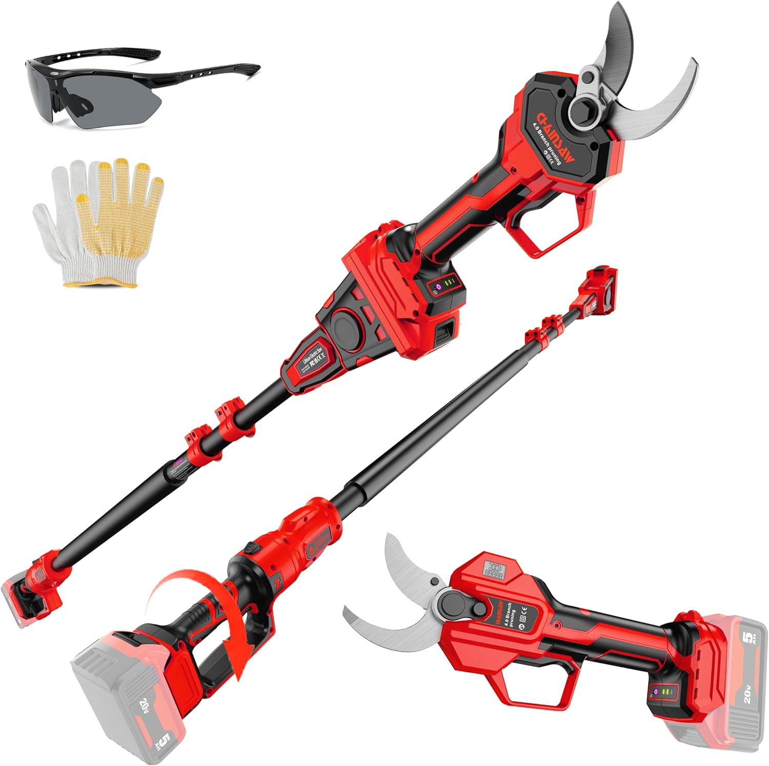 2-IN-1 Electric Pole Pruning Shears Cordless Compatibility with Milwaukee 18V Battery, 1.6