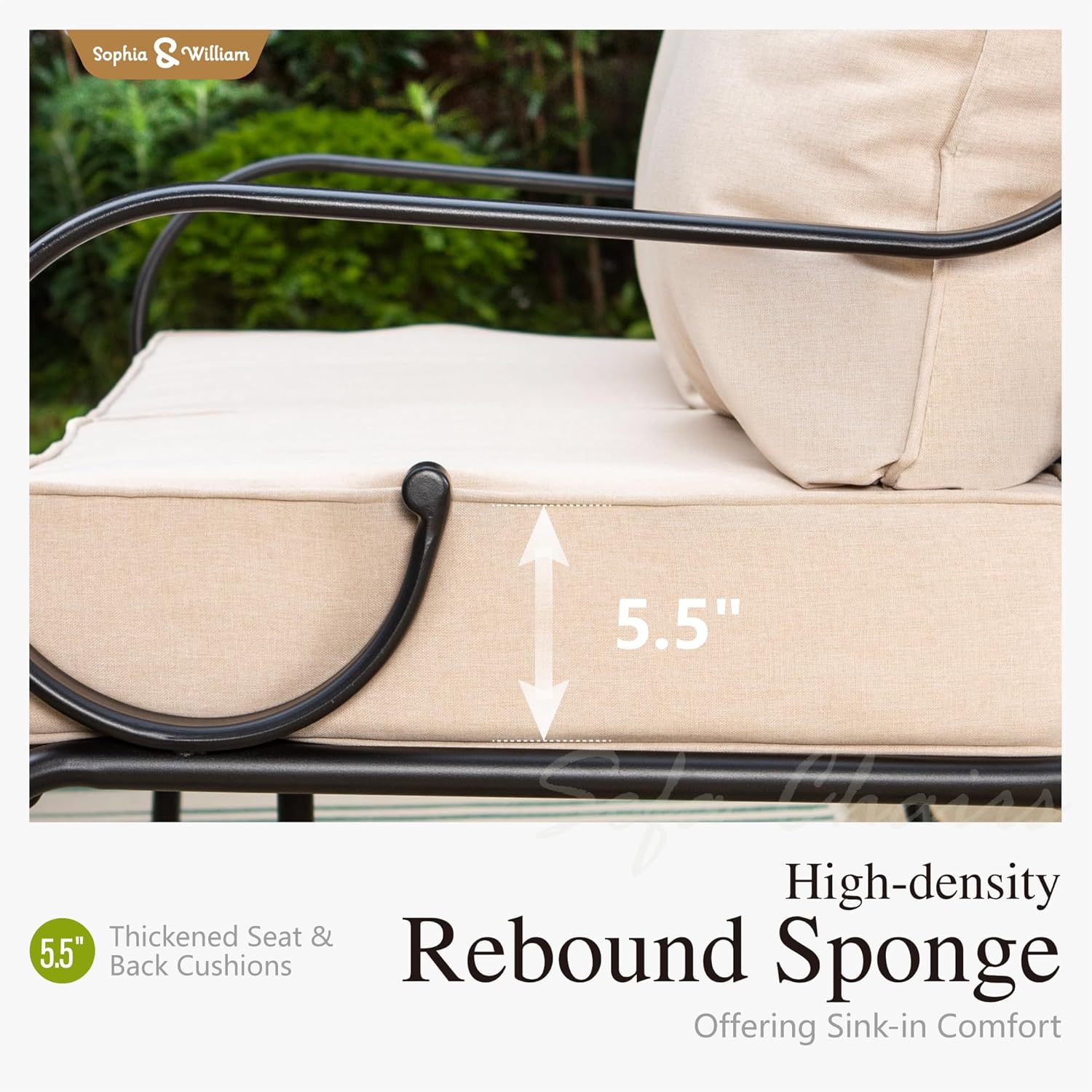 Sophia & William 6 Piece Patio Furniture Set with Fire Pit, Outdoor Conversation Sets 7 Seat Clearance with 45