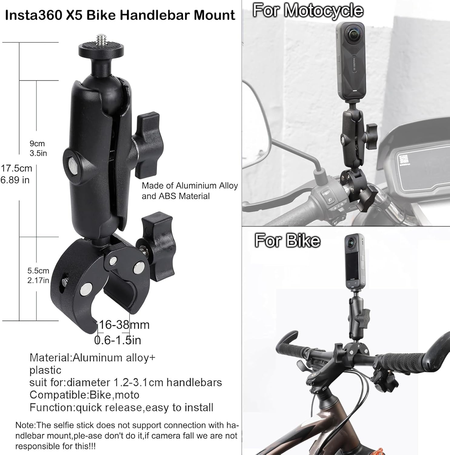 PellKing Accessories Kit for insta360 X4,Included Carrying Case with Belt,2 Pcs Metal 1/4