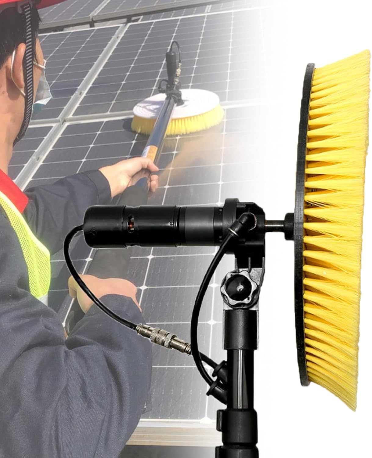 24.5ft Electric Water Fed Rod Kit, Outdoor Window Glass Solar Panel Cleaning Brush, Extendable Rod Water Fed Pool Cleaning Brush and Other Cleaning Activities